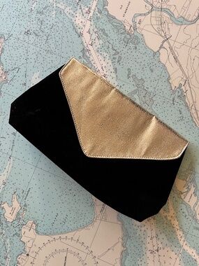 Vintage Black Velvet and Crushed Gold Sling Purse